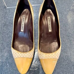 Manolo Blahnik Yellow and Cream Heels